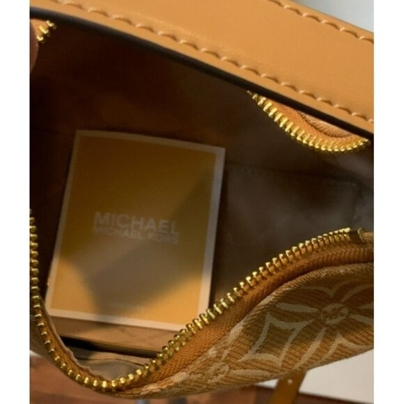Michael Kors Tan White Logo Embroidered Ember Small Messenger Bag NWT $448 - Picture 8 of 8